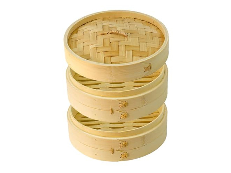 Cesta de Vapor de Bambu Chinesa para Dim Sum