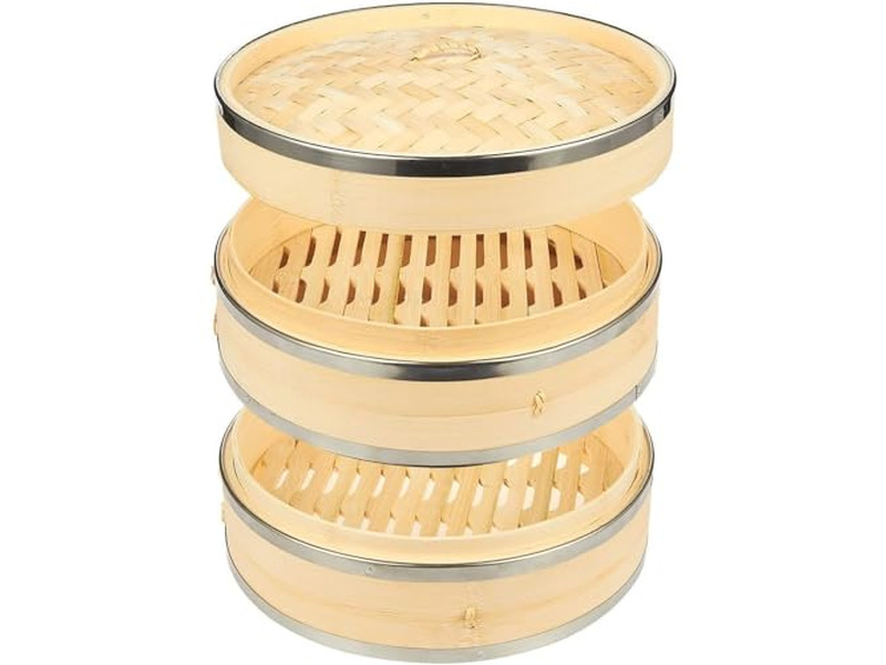 Cesta de Vapor de Bambu Industrial de 2 Camadas