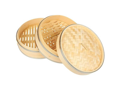 Cesta de Vapor de Bambu Industrial de 2 Camadas