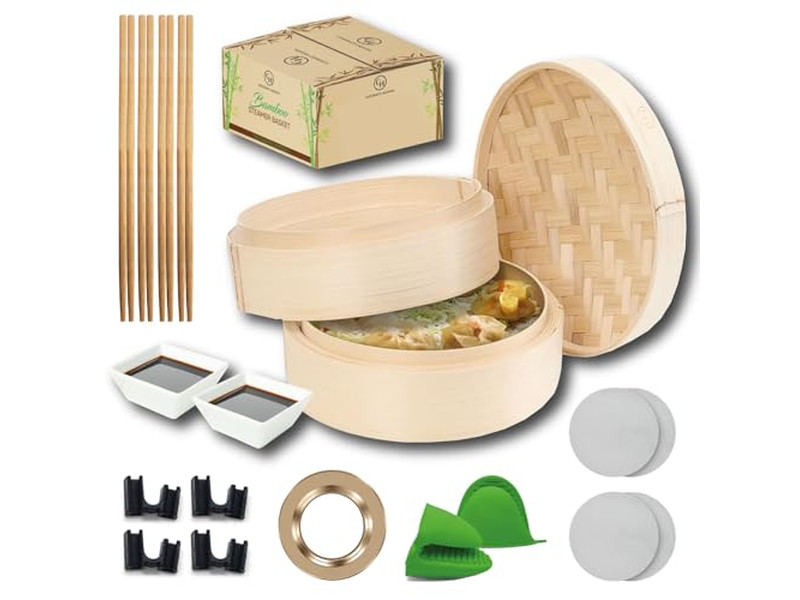 Cesta de Vapor de Bambu para Momo e Vegetais 6