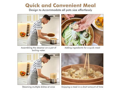 Cesta de Vapor de Bambu para Momo e Vegetais 6