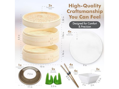 Cesta de Vapor de Bambu para Momo e Vegetais 6