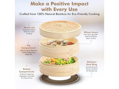 Cesta de Vapor de Bambu para Momo e Vegetais 6