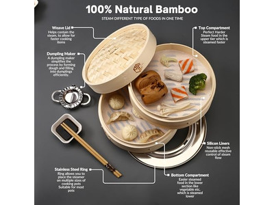 Vaporizadores de Alumínio para Cozinhar Cesta de Vapor de Bambu