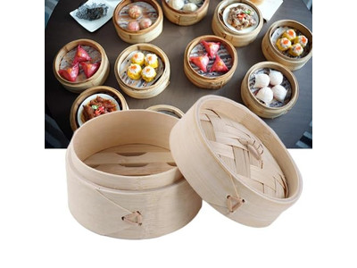 Cestas de Vapor de Bambu para Dim Sum e Momo Grandes
