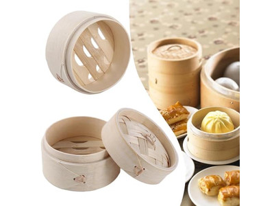 Cestas de Vapor de Bambu para Dim Sum e Momo Grandes