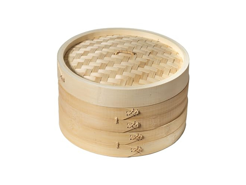 Cesta de Vapor de Bambu Chinesa para Dim Sum