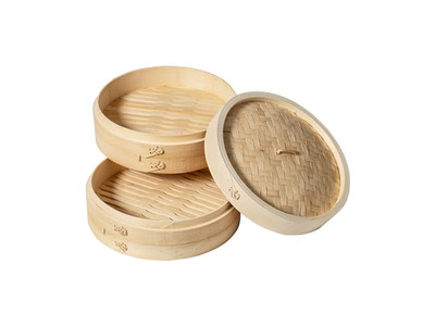 Cesta de Vapor de Bambu Chinesa para Dim Sum