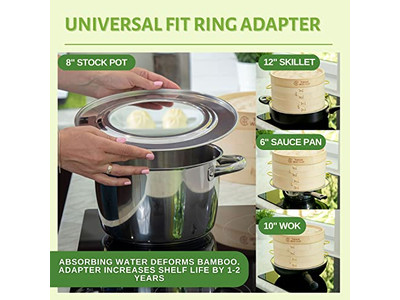 Cesta de Vapor de Bambu Dobrável de 10 Polegadas