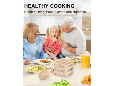 Panela Dourada de Arroz a Gás com Cesta de Vapor de Bambu