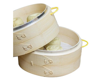 Conjunto de Panela para Salsichas Cesta de Vapor de Bambu