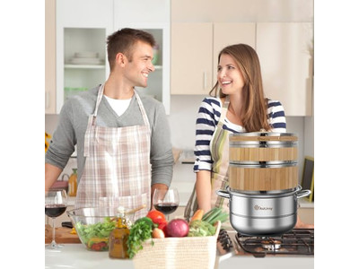 Conjuntos de Panelas para Cozinhar Cesta de Vapor de Bambu