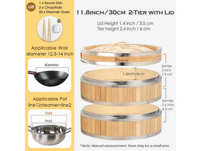 Conjuntos de Panelas para Cozinhar Cesta de Vapor de Bambu