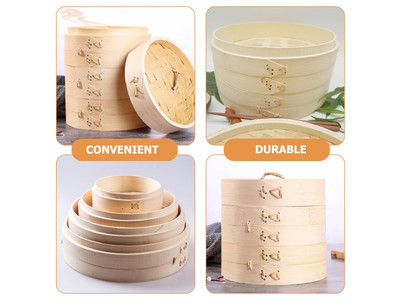 Vaporizadores de Produtos Cesta de Vapor de Bambu de 3 Camadas