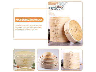 Vaporizadores de Produtos Cesta de Vapor de Bambu de 3 Camadas