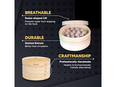 Cesta de Vapor de Bambu para Pães e Arroz
