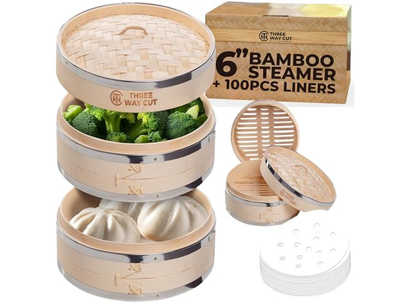 Cesta de Vapor de Bambu para Frutos do Mar e Dim Sum