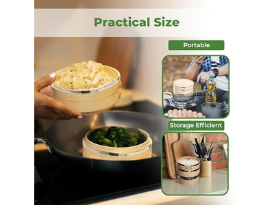 Cesta de Vapor de Bambu para Frutos do Mar e Dim Sum