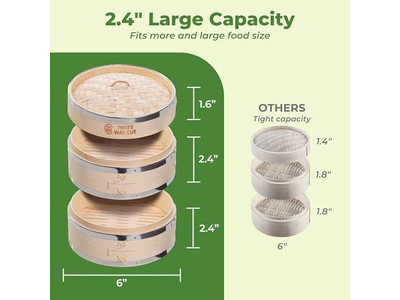 Cesta de Vapor de Bambu para Frutos do Mar e Dim Sum