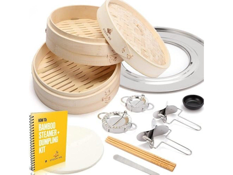 Conjunto de Madeira a Gás para Momo e Salsichas Cesta de Vapor de Bambu