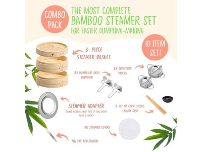 Conjunto de Madeira a Gás para Momo e Salsichas Cesta de Vapor de Bambu