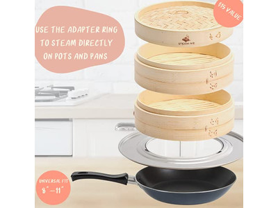 Conjunto de Madeira a Gás para Momo e Salsichas Cesta de Vapor de Bambu