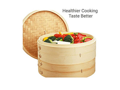 Utensílios de Panela a Vapor para Alimentos Cesta de Vapor de Bambu