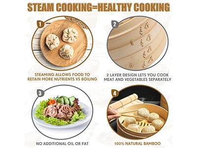 Conjuntos de Panelas a Vapor Cesta de Vapor de Bambu