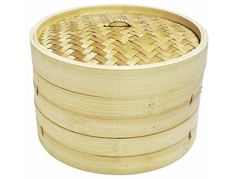 Cesta de Vapor de Bambu com Suporte para Ovos