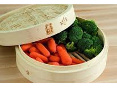 Cesta de Vapor de Bambu com Suporte para Ovos