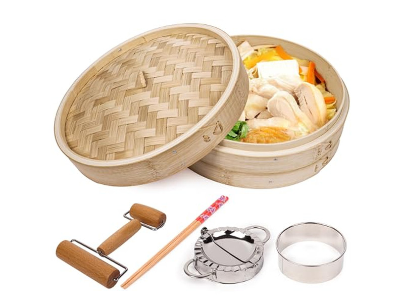 Cesta de Vapor de Bambu para Dim Sum 10