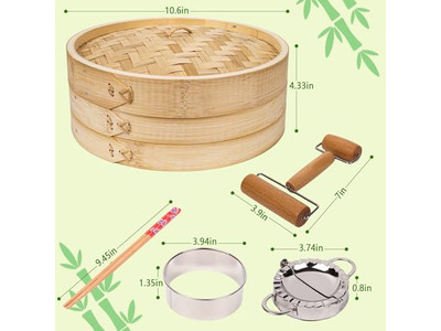 Cesta de Vapor de Bambu para Dim Sum 10