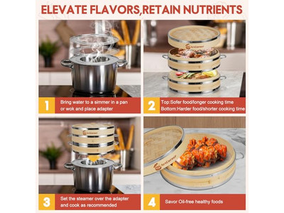 Cesta de Vapor de Bambu para Soluções Culinárias