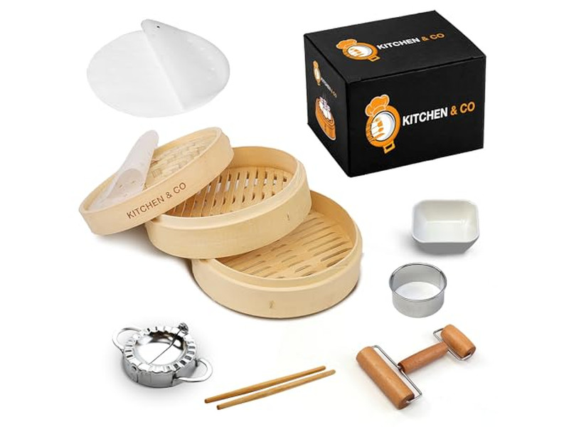 Cesta de Vapor de Bambu para Wok de Ovos Largos