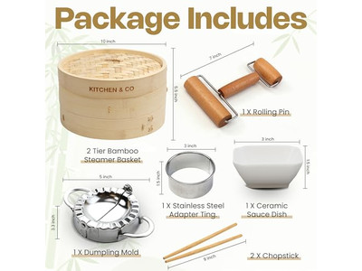 Cesta de Vapor de Bambu para Wok de Ovos Largos