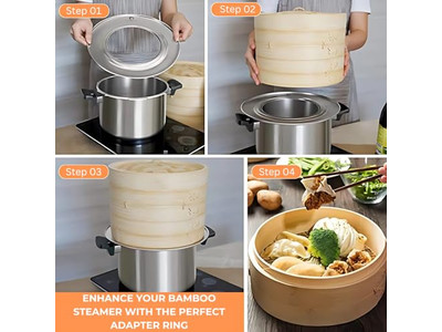 Conjunto de Madeira para Pão e Alimentos Cesta de Vapor de Bambu para 8 Bolinhos