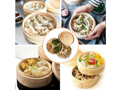 Conjunto de Madeira para Pão e Alimentos Cesta de Vapor de Bambu para 8 Bolinhos